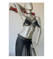 Püsküllü Etek ve Püsküllü Sütyen Harness Takım (Siyah)
