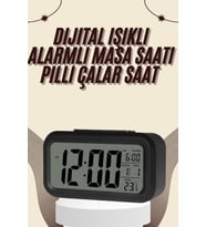 Dijital Masa Saati Termometreli Takvim Çalar Saat Led Ekran Pilli