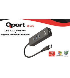 QPORT Q-U3G USB 3.0 ÇOKLAYICI/GIGABIT ADAPTÖR