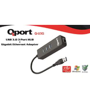 QPORT Q-U3G USB 3.0 ÇOKLAYICI/GIGABIT ADAPTÖR