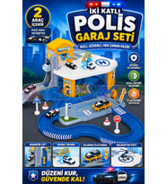 İki Katlı Polis Garaj Seti - Otopark Seti - Araba Seti - Araç Seti - Araba Oyunu - İki Katlı Garaj