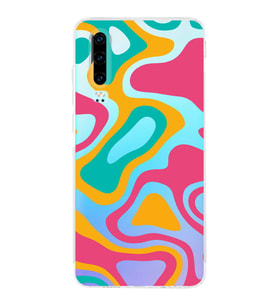 PrintiFy Huawei P30 Uyumlu Kamera Korumalı Renkli Desen Tasarımlı Şeffaf Silikon Kılıf