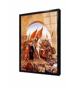Tablosan Fatihin İstanbula Girişi Fausto Zonaro Çerçeveli Cam Tablo