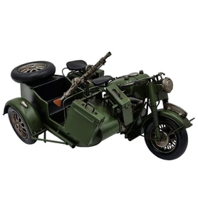Askeri Metal Savaş Motosiklet Maketi - El Yapımı Nostaljik Biblo - Subaya Vintage Hediye