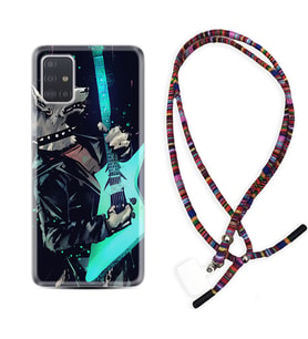 Samsung a71 A72 A73 A7 A9 2018 C7 C9 Kılıf Boyun Asklı Rasta Silikon Dog Guitar 1789