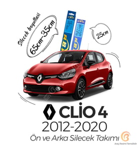 RBW Ön ve Arka Silecek Seti Renault Clio 4 2012-2020 ile uyumlu (Siyah)
