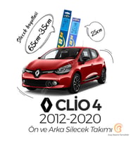 RBW Ön ve Arka Silecek Seti Renault Clio 4 2012-2020 ile uyumlu (Siyah)