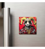 Ram - Koç - Güneş Gözlüklü Style - Buzdolap Magneti - 9x9 Cm