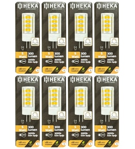 (8 Adet) Heka 5W (35W) 3000K (Sarı Işık) G4 Duylu Dim Edilebilir Led Kapsül Ampul