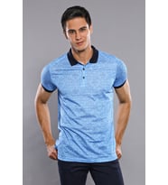 Çiçek Desenli Turkuaz Polo Yaka T-shirt  Wessi (Mavi)