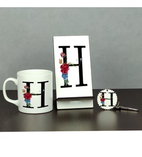 H Harfi Üçlü Set (Kupa + Telefon Standı + Anahtarlık)