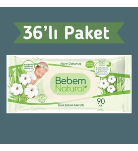 Bebem Natural Islak Havlu Mendil 90x36 3240 Yaprak
