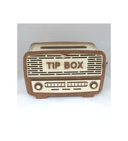 Ahşap Kumbara Nostalji Radyo Tip Box Bahşiş Kutusu Tipbox