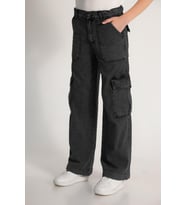 Kız Çocuk Cepli Cargo Kot Pantolon - Siyah Denim Pantolon-04055