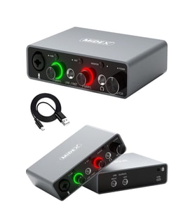 Midex GLX-700GR Üst Segment Usb Stüdyo Ses Kartı 2 Giriş 2 Çıkış 24bit/192kHz