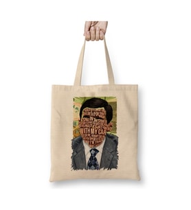The Office Michael Scott Crying Beyaz Bez Çanta Uzun Saplı Alışveriş Çantası Plaj Çantası