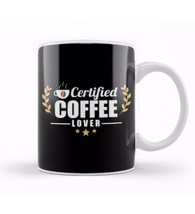 Certified Coffee Lover Caffeine Addict Kupa Bardak Porselen