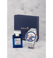 Polo Air Spor Kasa Erkek Kol Saati Ve 55 ml Parfüm Seti Gümüş Lacivert Kırmızı Renk ST-5028E2