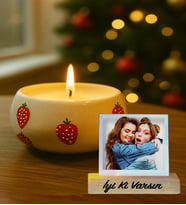 Kişiye Özel Fotoğraflı El Yapımı Çilek Mevsimi 3D Kabartmalı Cup Mum