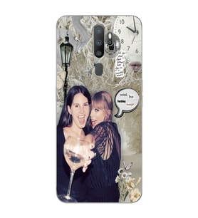 Oppo A5 2020 / A9 2020 Uyumlu Lana Del Rey ve Taylor Swift Desenli Şeffaf Telefon Kılıfı