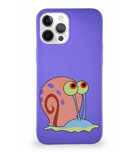 Apple iPhone 12 Pro Max Soft Premier Kapak Salyangoz Gary Tasarımlı Silikon Kılıf - Mor (Şeffaf)