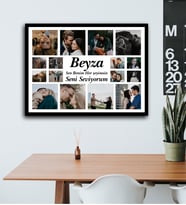 Kişiye Özel 16 Fotoğraflı ve İsimli Duvar Tablosu