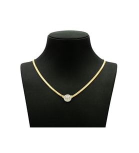 14 K Gold Kaplama 925 Ayar Gümüş Balık Sırtı Baget Kolye