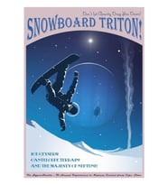 Uzay Yolculuğu Posteri - Snowboard Triton! Tablo Ahşap Poster Dekoratif