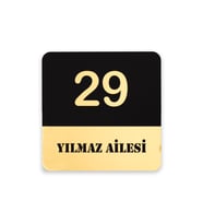 Gold Pleksi Yazılı Siyah MDF Kapı Numarası Panosu – Modern Kapı Tabelası