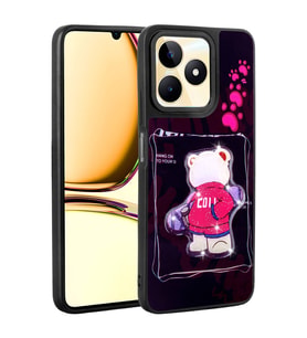 Realme C55 Uyumlu Kılıf Parlayan Kabartmalı İkonik Figürlü Zore Amas Silikon Kapak