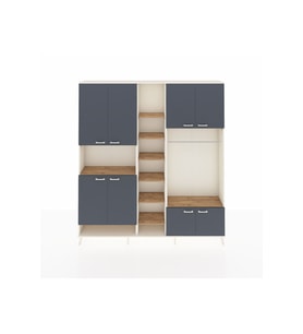Arges Dolap 18 Raflı 8 Kapaklı Tek Askılı 220x30x243 Aytaşı-Antrasit/Çam