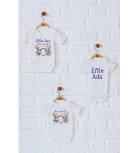 Pia Baby Premium %100 Pamuk İsme Özel Organik Baskılı Üçlü Set Çıtçıtlı Bebek Body Zıbın Modelleri 5045-18 (Ekru)