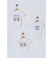 Pia Baby Premium %100 Pamuk İsme Özel Organik Baskılı Üçlü Set Çıtçıtlı Bebek Body Zıbın Modelleri 5045-18 (Ekru)