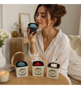 Mumelia Mini Siyah Saksıda Sukulent - Doğal Soya Hediyelik Mum - 15 Adet