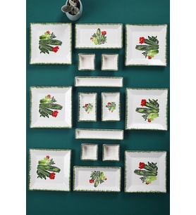16 Parça 6 Kişilik Kaktüs Kahvaltı Takımı Handmade Kahvaltılık Sunum Seti Servis Tabakları
