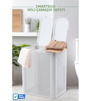 SmartDuo İki Bölmeli Çamaşır Sepeti 84Lt.