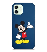 Apple iPhone 12 Uyumlu Lansman Kılıf Mickey Mouse Tasarımlı Altı Kapalı İçi Kadife Kaplı  Kapak (Şeffaf)