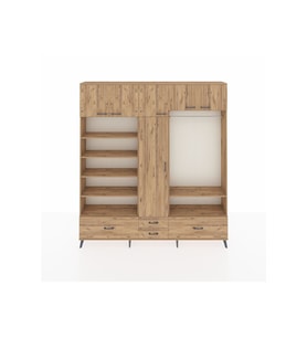 Arges Gardrop 18 Raflı 4 Çekmeceli Tek Askılı 220x30x243 Çam-Çam