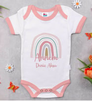 BK Kids Kişiye Özel Pembe Bebek Body Zıbın - Model 46