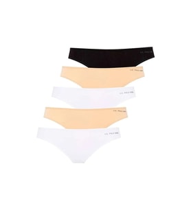 U.S. Polo Assn. Kadın 5'li Kıl Lastikli Slip (Siyah-Beyaz-Ten-Beyaz-Ten) (Çok Renkli)