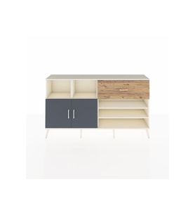 Arges Konsol 6 Raflı Tek Çekmeceli 2 Kapaklı 176x30x99 Aytaşı-Antrasit/Çam