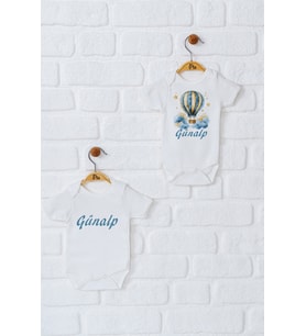 Pia Baby Premium %100 Pamuk İsme Özel Organik Baskılı İkili Set Çıtçıtlı Bebek Body Zıbın Modelleri 5058-17 (Ekru)