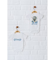 Pia Baby Premium %100 Pamuk İsme Özel Organik Baskılı İkili Set Çıtçıtlı Bebek Body Zıbın Modelleri 5058-17 (Ekru)