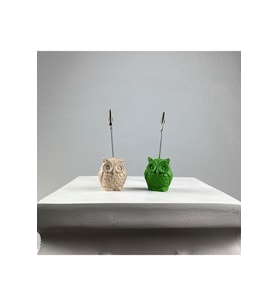 Baykuş Not Tutucu 2'li Set (yeşil - Krem)