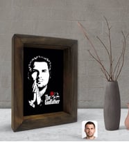BK Gift Kişiye Özel Godfather Baba Silüet Tasarımlı Dekoratif Doğal Masif Ahşap Çerçeve 15x20cm-1 (Beyaz)