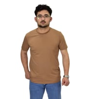 Erkek Büyük Beden Sıfıryaka Düz Likra Süprem Tişört 4385 BGL-ST04529 (Açık Kahverengi)