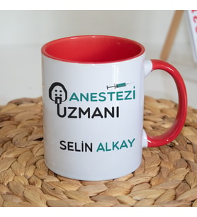 Kişiye Özel İsim Baskılı Anestezi Uzmanı Kupa Bardak Çift Taraflı Kupa Baskı