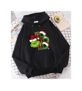 Grinch Hohoho Yenı Yıl Kapşonlu Sweatshirt (Siyah)