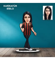 KİŞİYE ÖZEL KADIN Siyah-Kırmızı TARAFTAR TASARIMLI KARİKATÜR BİBLO B93