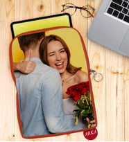 BK Gift Kişiye Özel Sevgililer Fotoğraflı Taşınabilir Koruyucu Tablet Kılıfı & Organizer Çanta - Turuncu-1